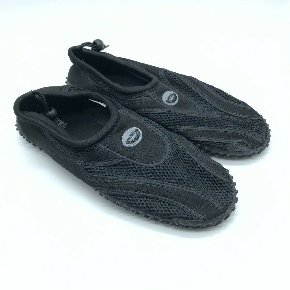 Easy USA Mens Slip On Sneakers Water Shoes Mesh Drawstring Black Size 13